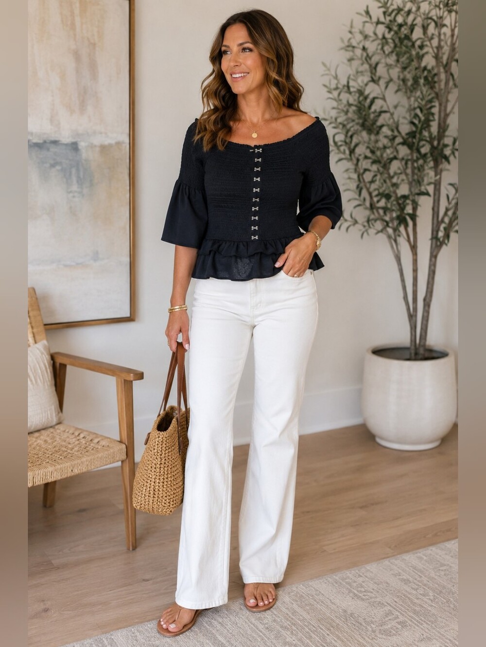 Almost Famous Black Off-Shoulder Peplum Blouse